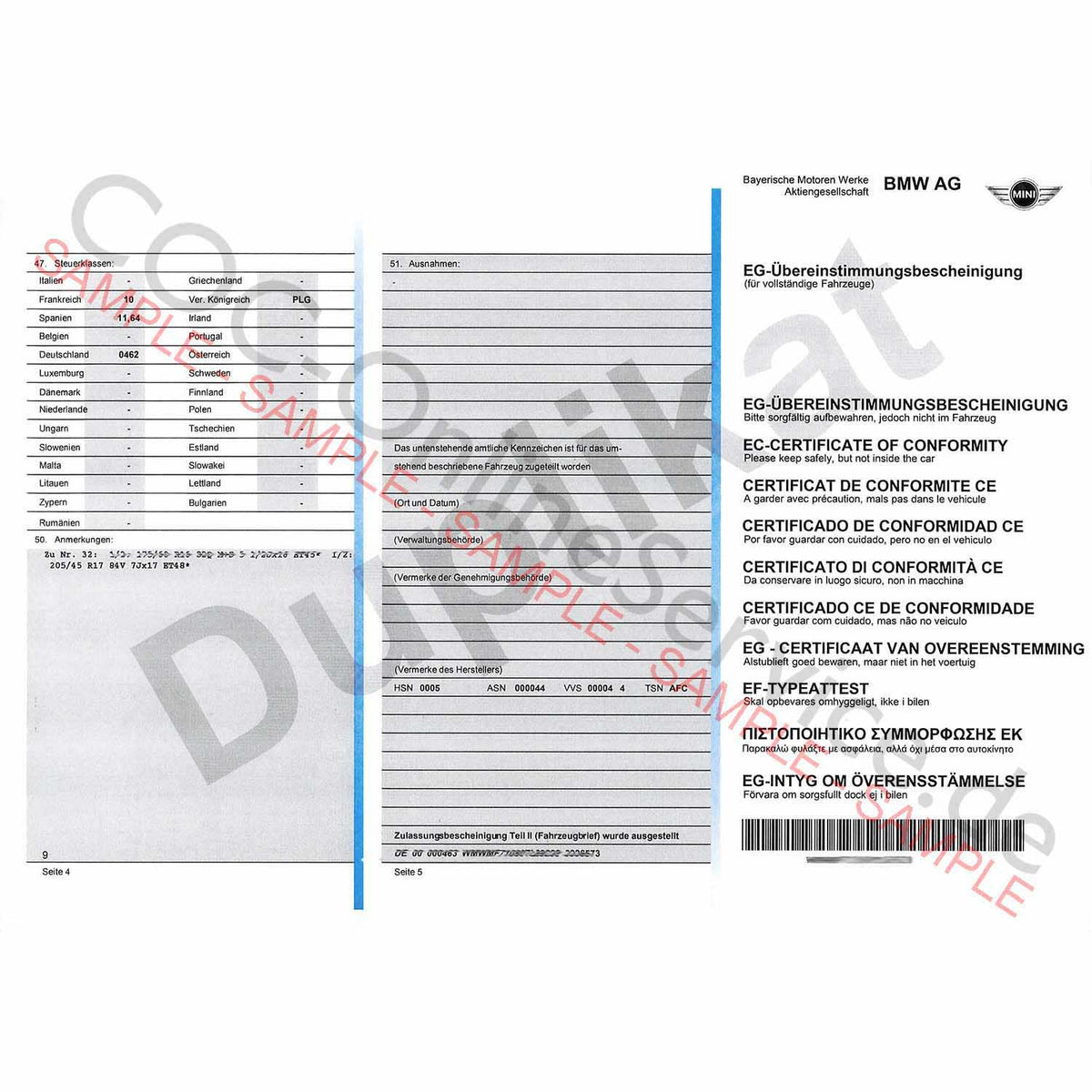 Apply for COC documents for MINI here for €189.00 – COC-OnlineService.de