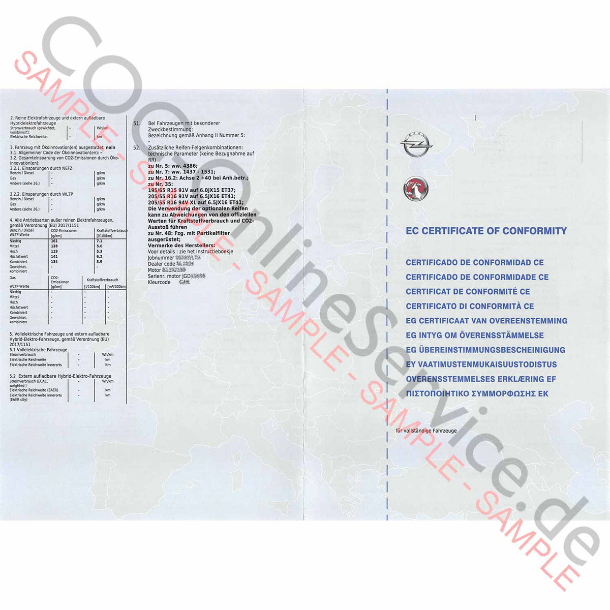 Order COC paper for Opel here €199,00 – COC-OnlineService.de